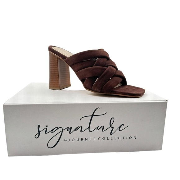 Signature Journee‎ Collection Women's Brown Lyddie Woven Mule Sandal Size 7.5 - Picture 3 of 3